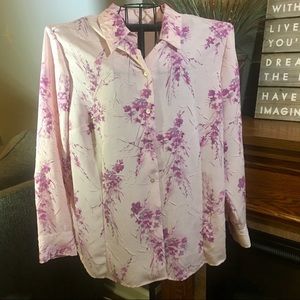 Kate Hill Blouse 22W Career Button Down Floral